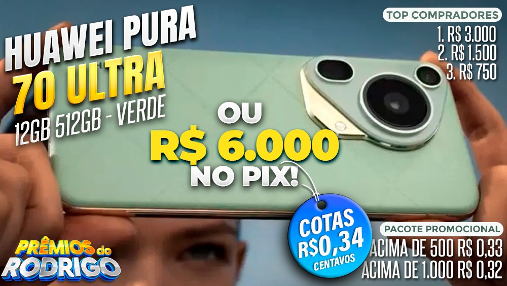 HUAWEI PURA 70 ULTRA 12GB 512GB VERDE OU R$6.000 NO PIX! TOP COMPRADORES: 1.R$3.000 2.R$1.500 3.R$750