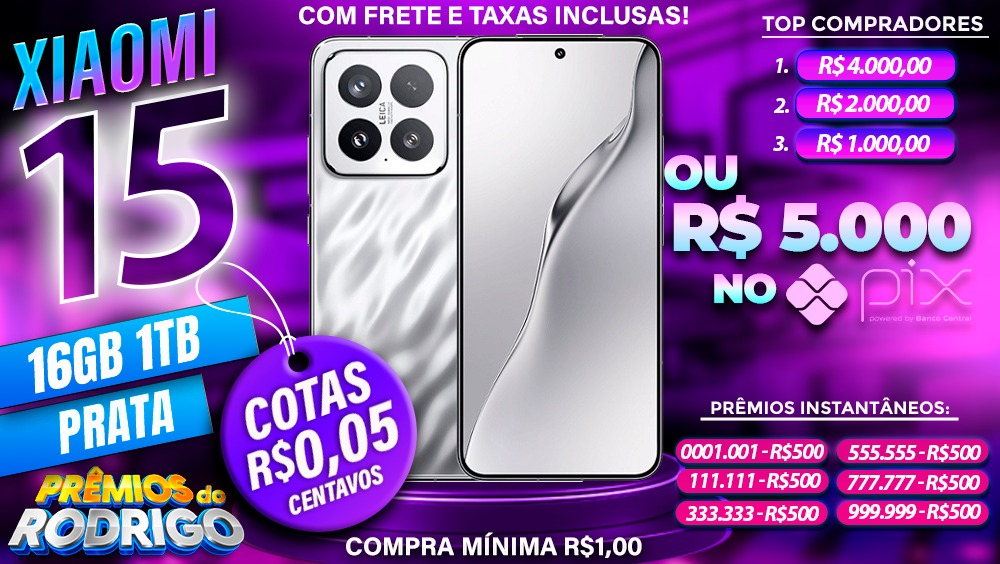 XIAOMI 15 16GB 1TB PRATA COM FRETE E TAXAS INCLUSAS, OU R$5.000 NO PIX!