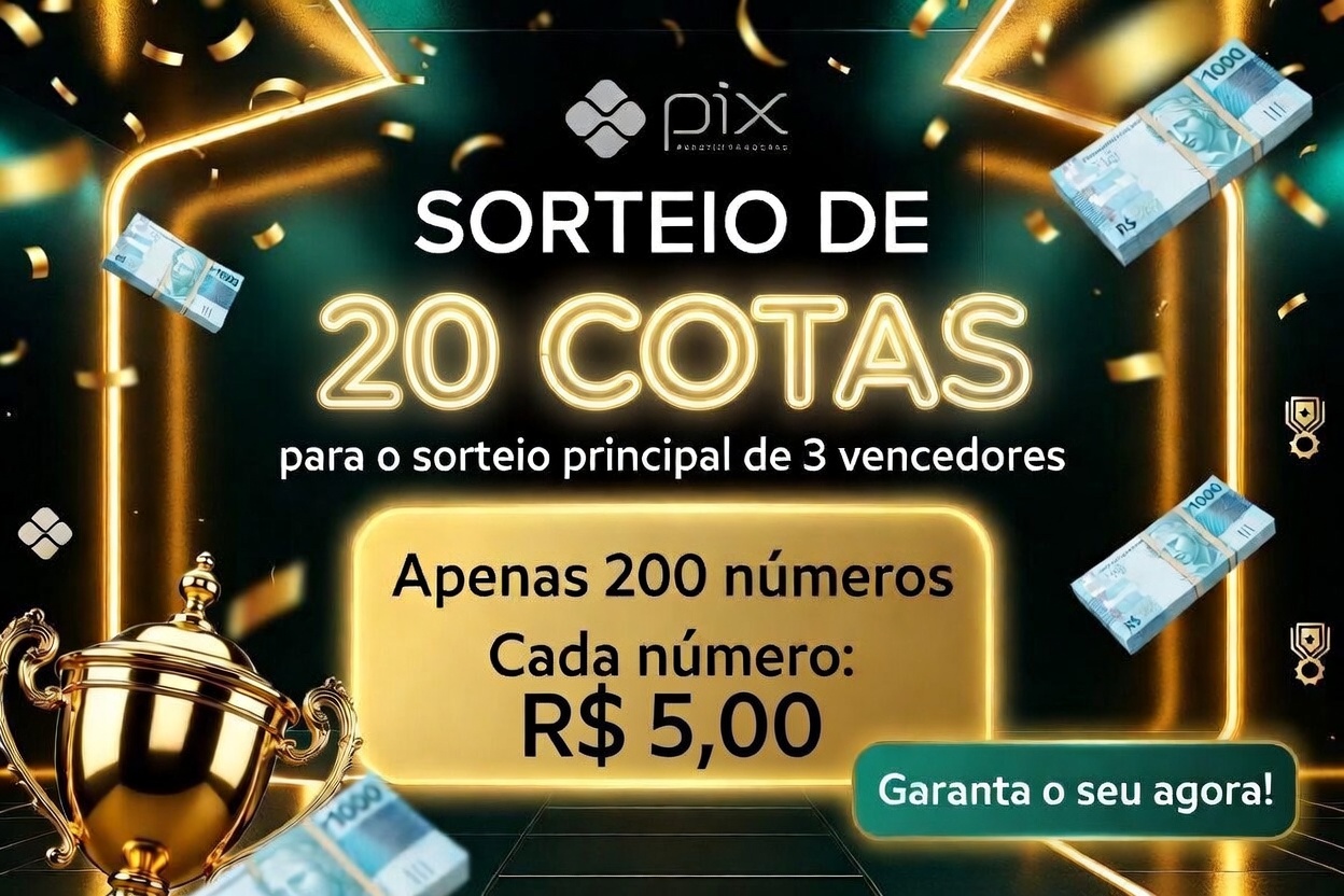 SORTEIO DE 20 COTAS PARA O SORTEIO ESPECIAL DE PASCOA DE 3 VENCEDORES