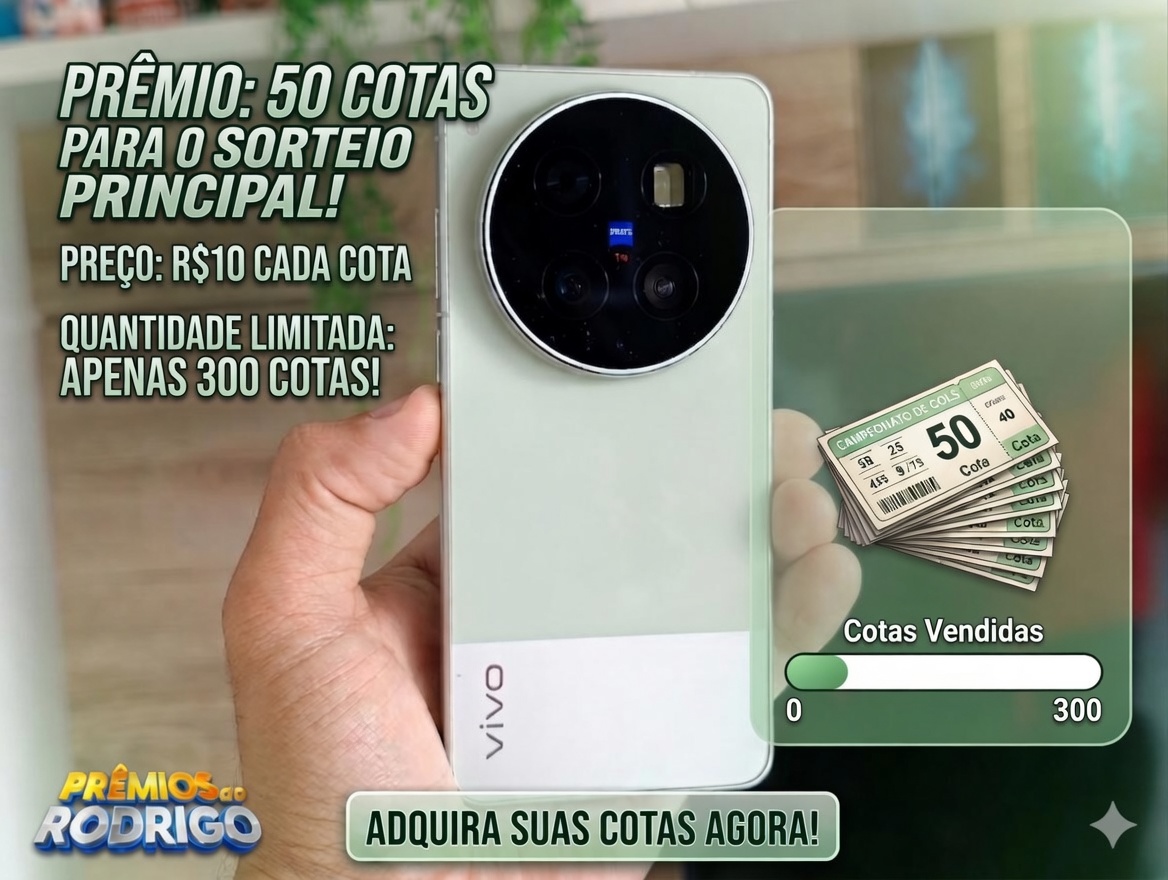 SORTEIO DE 50 COTAS PARA O VIVO X300 ULTRA 16GB 512GB ou R$8.000 NO PIX!!
