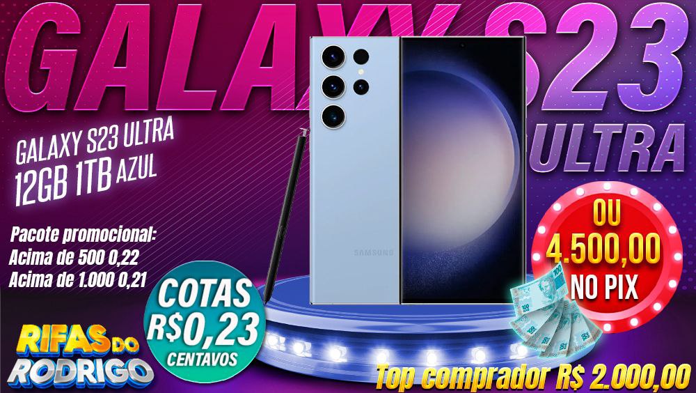 SAMSUNG GALAXY S23 ULTRA 12GB 1TB AZUL OU R$4.500 NO PIX! TOP COMPRADOR LEVA R$2.000 NO PIX!
